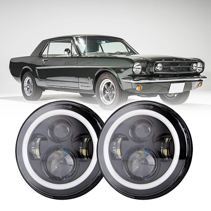 DOT Led Headlights for 1965-1978 Ford Mustang Accessories Front HeadLight Halo Led Lights for Ford Mustang GT Parts