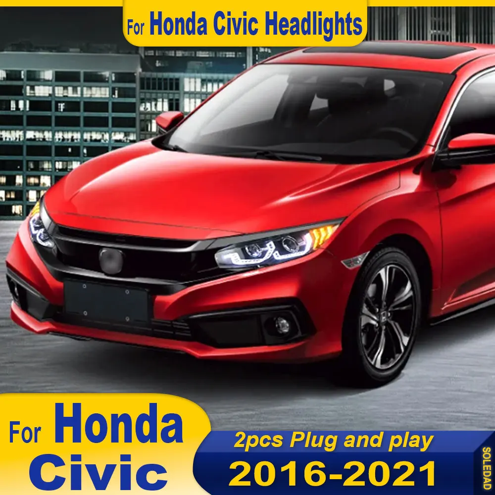 Car Styling headlights for Honda Civic Headlights 2016-2021 Civic 10th Head Light DRL Turn Signal Low High Beam Projector Lens