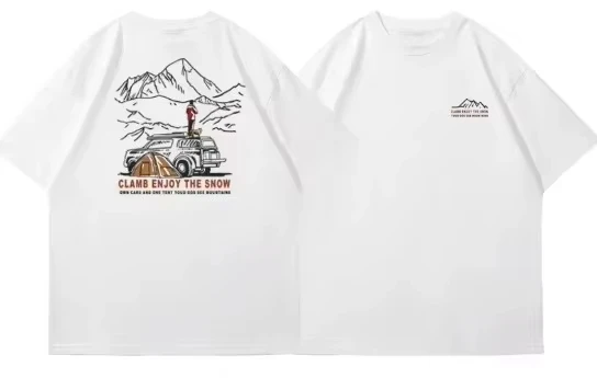 2026 Men's Oversized T Shirt Camping Mountain Adventure Graphic Print Short Sleeve Cotton Outdoor Hiking Unisex Tee