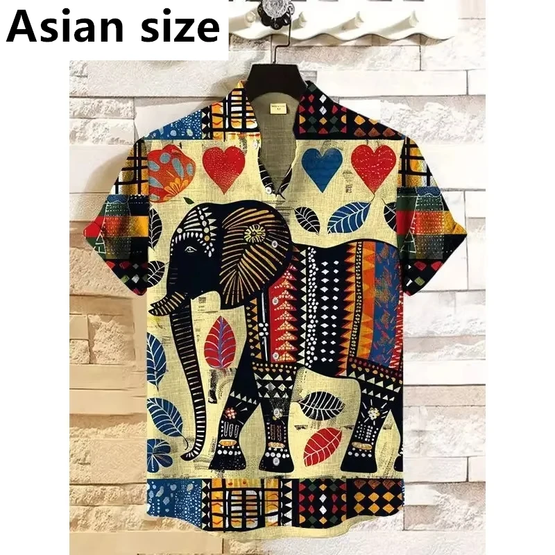 Vintage African Style 3D Printed Men's Retro Ethnic Tribal Short Sleeve Shirts Fashion Casual Vacation Streetwear Men's Shirts