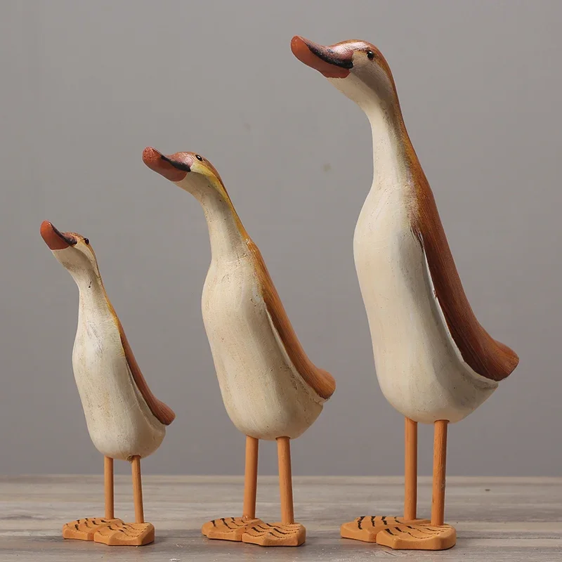 

Nordic Wooden Duck Figurines 3-piece Set Crafts Living Room Study Decor Creative Gift Miniatures Home Decoration New Arrivals