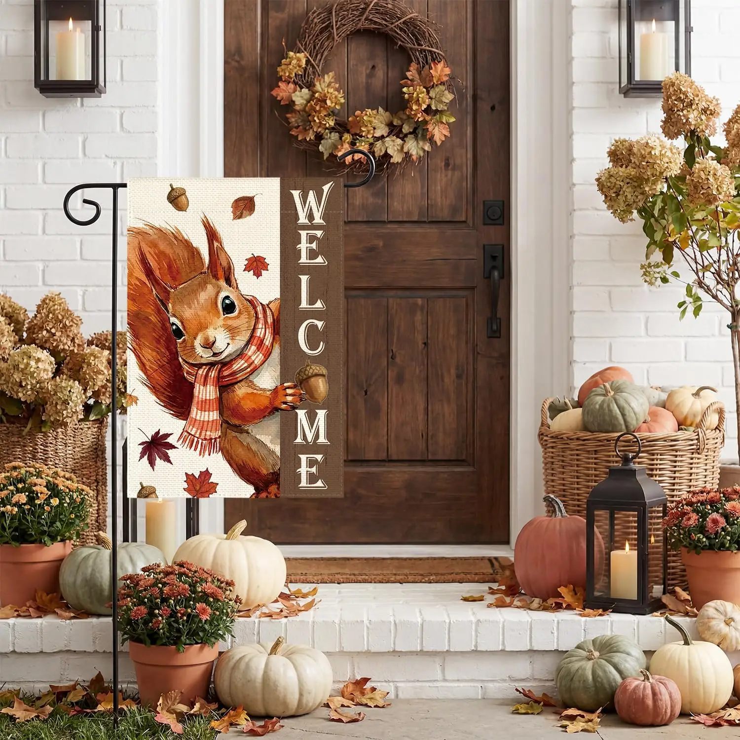 AVOIN colorlife Welcome Squirrel Fall Garden Flag 12x18 Inch for Outside yyi