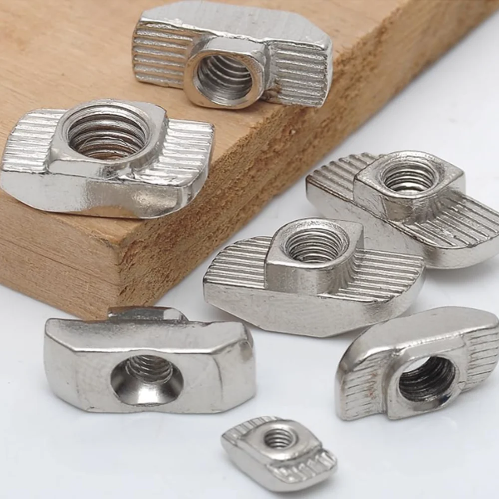150/180Pcs 20/30 Series T Nuts M3 M4 M5 M6 T Slot Nut Hammer Head Fastener Nut Nickel Plated Carbon Steel for Aluminum Profile