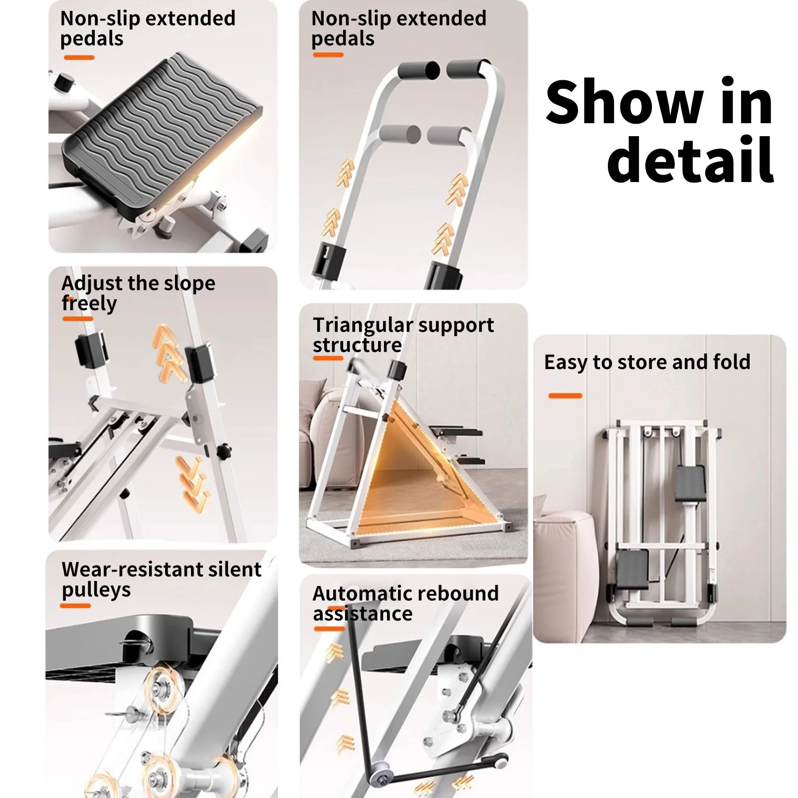 Steppeur vertical réglable pour la maison, équipement de fitness cardio, machine à step pliable pour la maison, entraînement complet du corps
