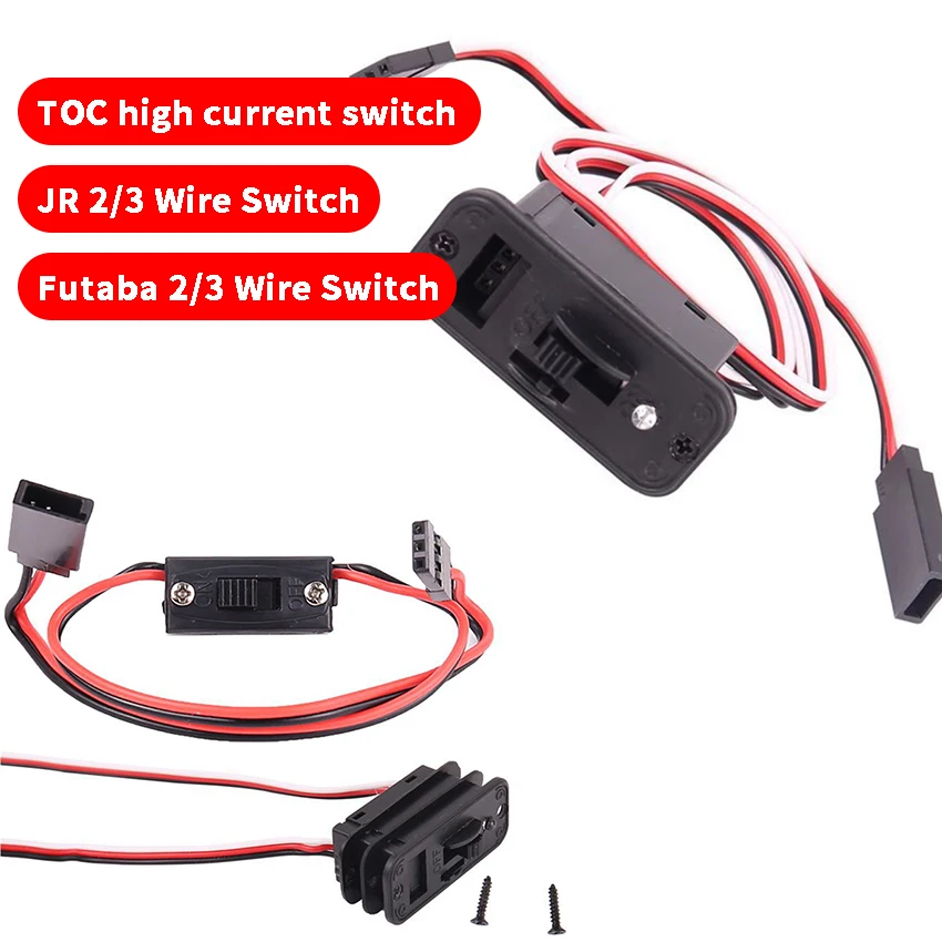 TOC/JR/Futaba 2/3 Wires Switch RC Model Switch Receiver Power Switch for RC Cars Ships Airplanes DIY