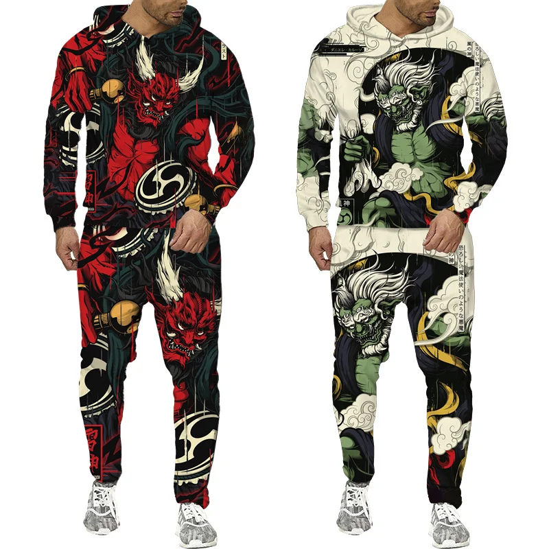 New Vintage Golf Dragon Zipper Hoodie Men Tennis Tracksuit Y2k 3D Printed Casual Sweatshirt Set Hip Hop Streetwear Clothing