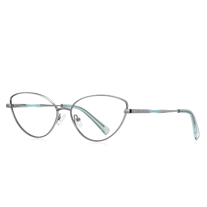 

Fashion Cat Eye Glasses Frames Ladies Blue Light Blocking Metal Optical Frames Customized Prescription Eyeglasses for Women