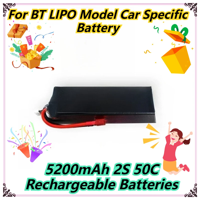 

5200mAh 2S 50C Rechargeable Batteries For BT LIPO Model Car Specific Battery