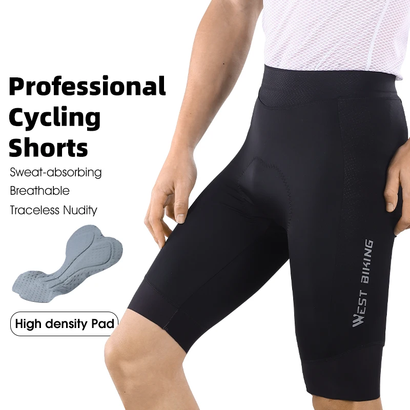 WEST BIKING Men Cycling Padded Shorts Long Distance Enduro MTB Short Tights Biker Shockproof Cyclist Racing Compression Shorts