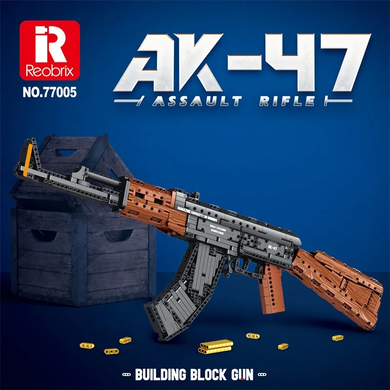 

High-Tech SWAT Military WW2 Weapons Gun Russian AK-47 Assault Rifle Tech Building Blocks Model Kit Moc Bricks Toys For Kids Gift