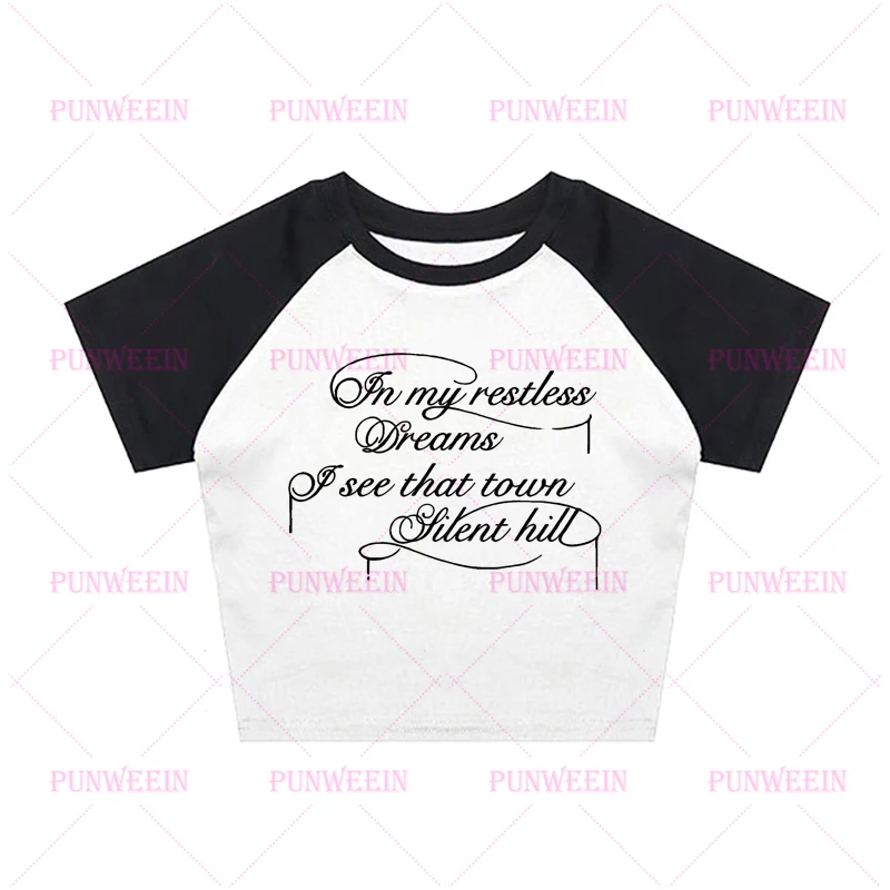 Punk gothique lettre débardeur motif imprimé Streetwear esthétique doux Vintage crop t-shirts années 90 Y2K Emo filles chic femmes bébé t-shirt