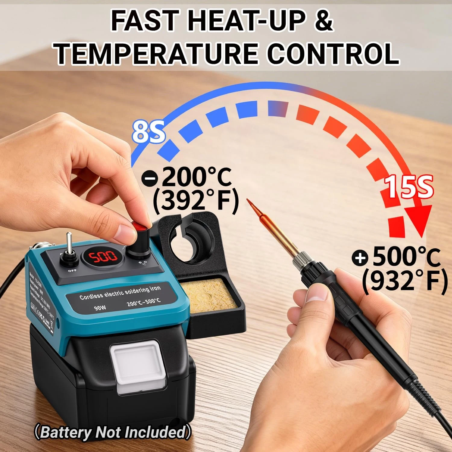 Cordless Soldering Iron for Makita 18V Battery, 90W Soldering Station Kit with 5 Tips for Electronics Repair, DIY Soldering