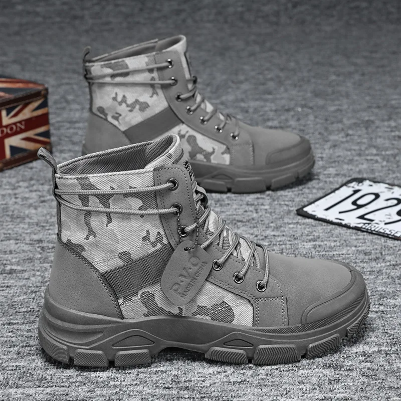Mens Autumn Camouflage High Top Boots Outdoor Work Boot Luxury Brands Casual Sneakers British Style Thick Sole Shoes Desert Boot image 2