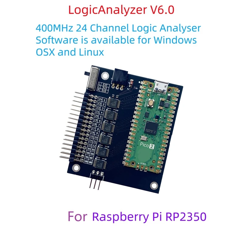 AA08I Logic Analyzer V6.0 RP2350 Pico 2 400MHz 24 Channel Logic Analyser Software is Available for Windows, OSX and Linux