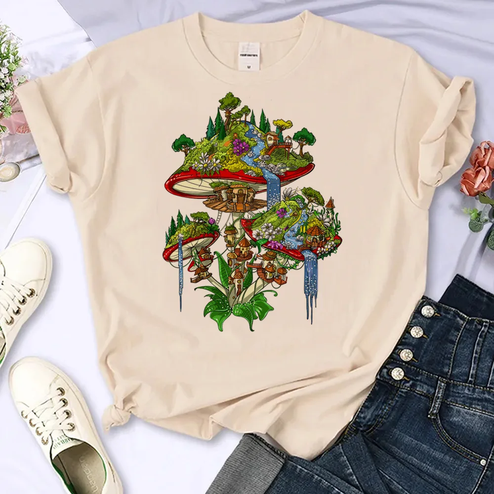 Mushroom tshirt women funny Y2K t shirt girl 2000s y2k clothing