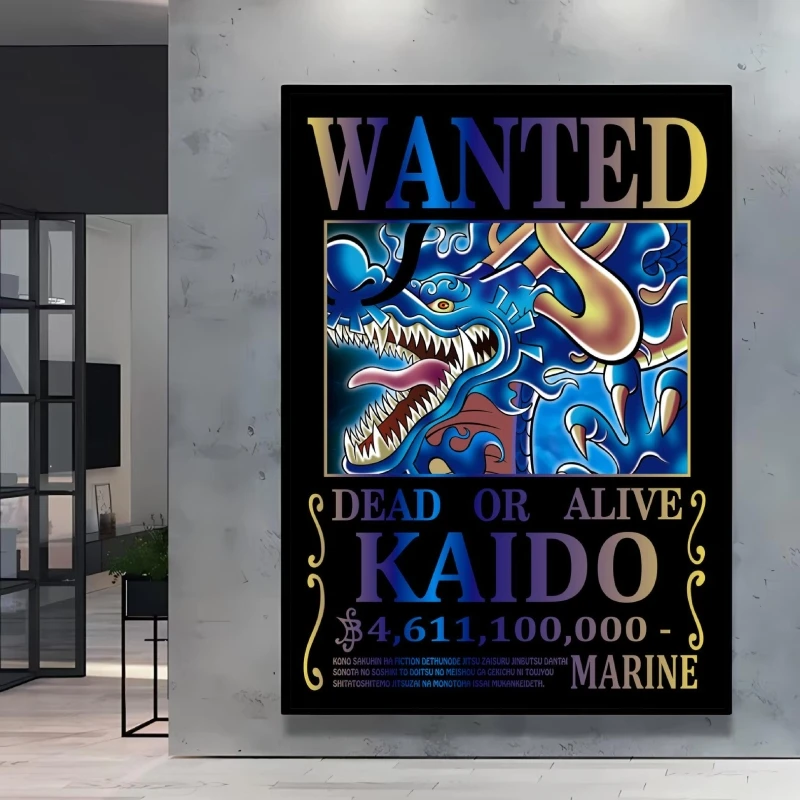 Canvas Printing One Piece Bounty Wanted Poster Luffy Zoro Home Decor Paintings Spray Printing Gifts Cartoon Character Picture view 6