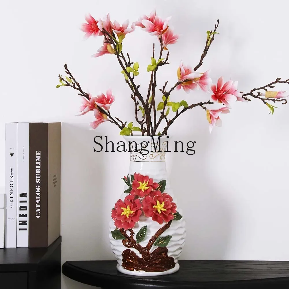 

CLL hand-squeezed vase ceramic ornament living room flower arrangement TV cabinet Bogu frame entrance decoration