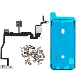 Botão liga/desliga com cabo flexível de flash para iPhone X XR XS 11 Pro Max e parafusos de fixação completos + peças de reposição de fita à prova d'água