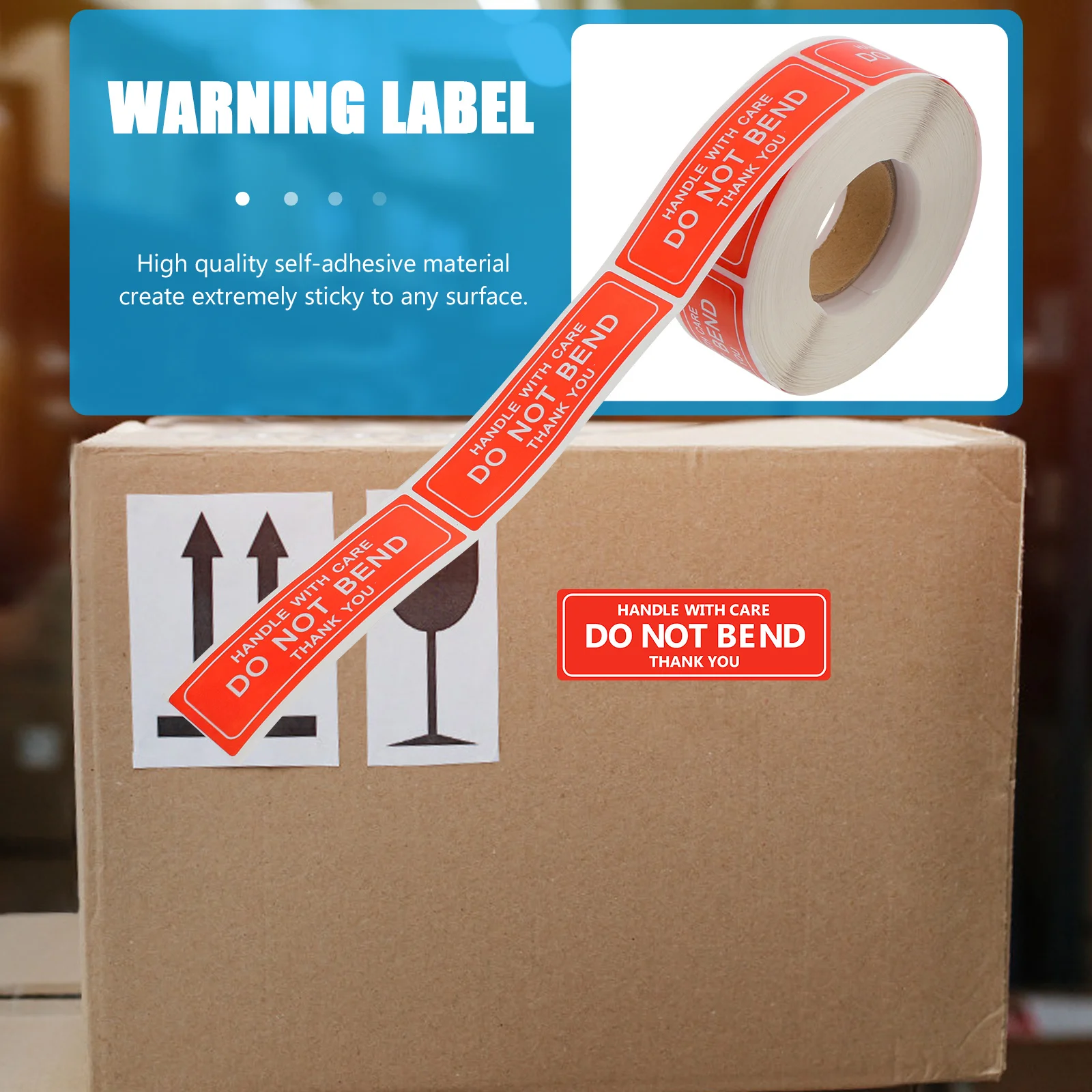 

500Pcs Handle Care Warning Shipping Label Fragile Packing Stickers Durable Adhesive Box Warning Label Red White Easy Notice