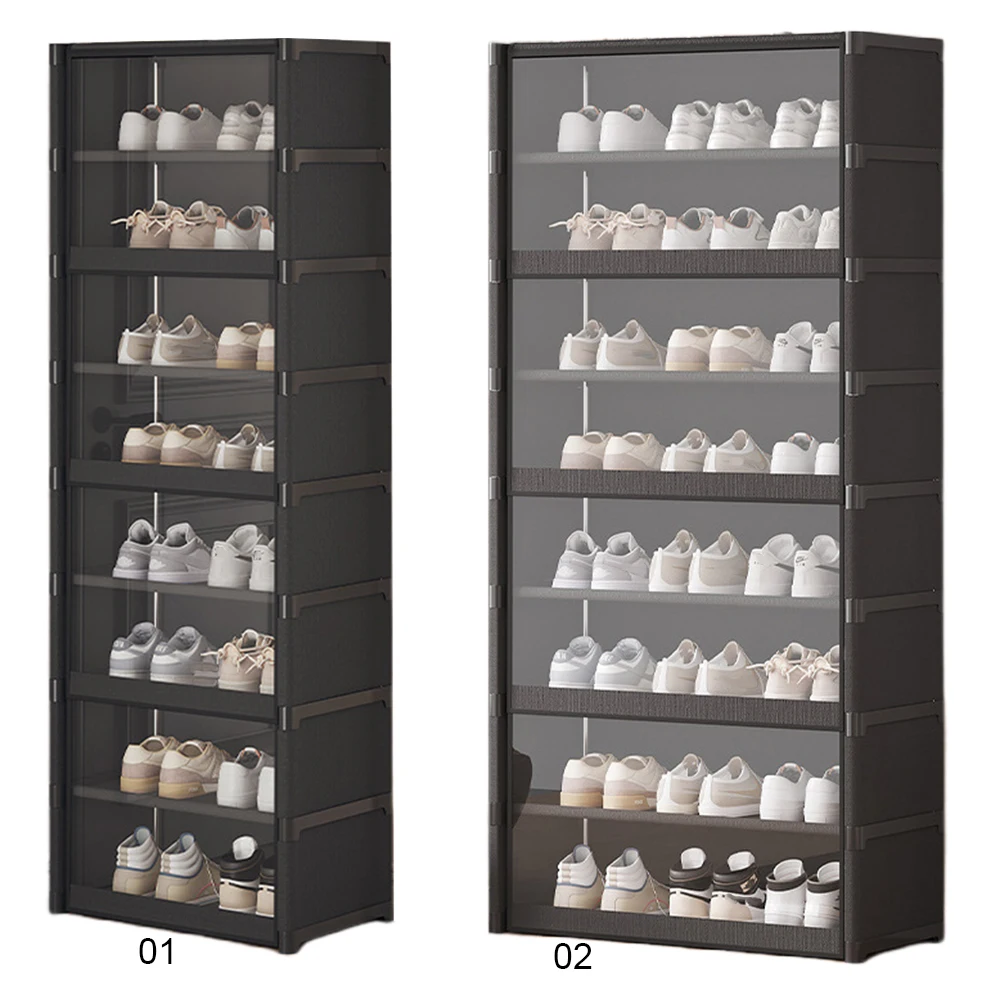 9 Tier Multi-Layer Shoe Rack 42cm/60cm Shoes Storage Cabinet Space Saving Vertical Stand Holder Dustproof Door Shoe Organizer image 6