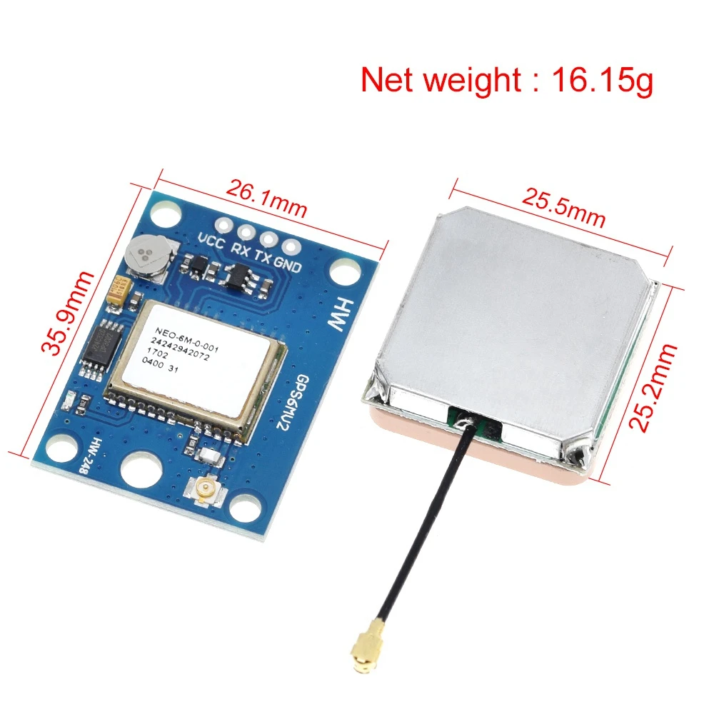 TZT GY-NEO6MV2 new NEO-6M GPS Module NEO6MV2 with Flight Control EEPROM MWC APM2.5 large antenna for arduino image 5