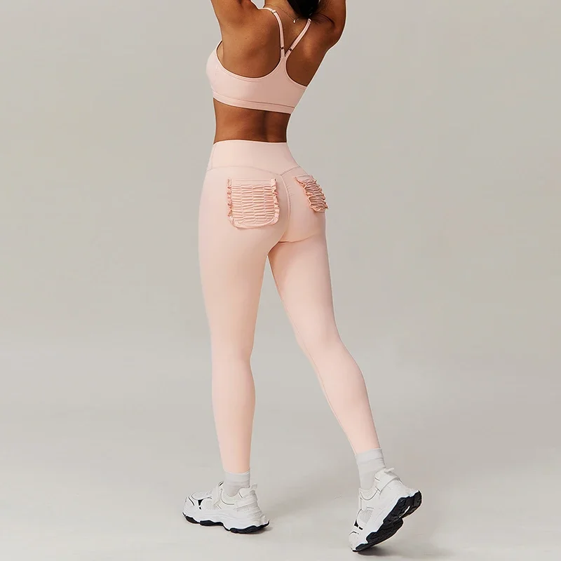 النساء مقاعد يوجا 2 قطعة عالية الخصر سريعة الجافة متوهج اللياقة البدنية تجريب الملابس لينة تمتد طماق الصالة الرياضية أكتيفيوير 2025 جديد