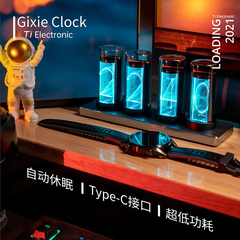 Glow tube clock RGB creative desktop decoration gift Glow clock B station fan count alarm clock Gixi