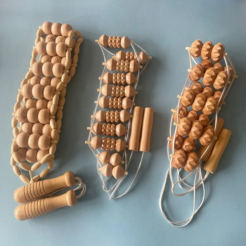 Wooden Massage Roller Rope Relaxation Eliminate Local Fat Muscle Roller Massager Comfortable Anti Cellulite