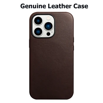 Soft Genuine Leather Case For iPhone 14 Pro Max Quality Business Case For iPhone 15 Pro Max Magnetic Charging Phone Back Cover