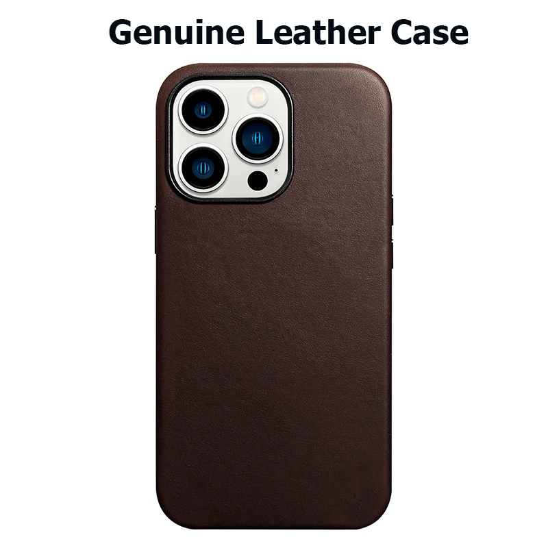 Soft Genuine Leather Case for iPhone 16 Pro Max Quality Business Case for iPhone 15 Pro Max Magnetic Charging Phone Back Cover