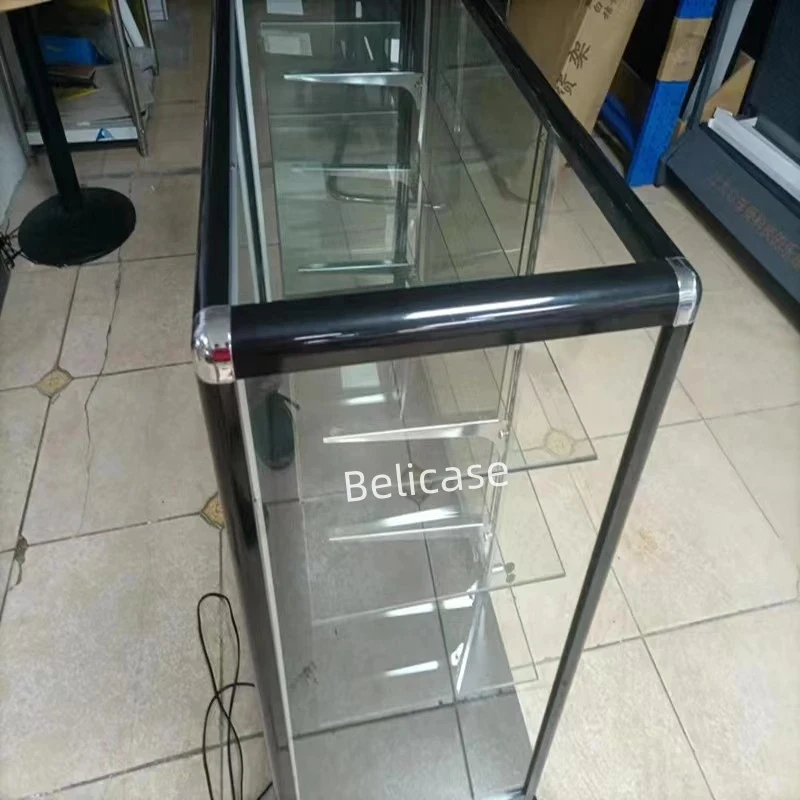 custom.70inch Smoke Shop Store Fixture Tobacco Display Adjustable Tempered Glass Shelves & Sliding Glass Tobacco Show