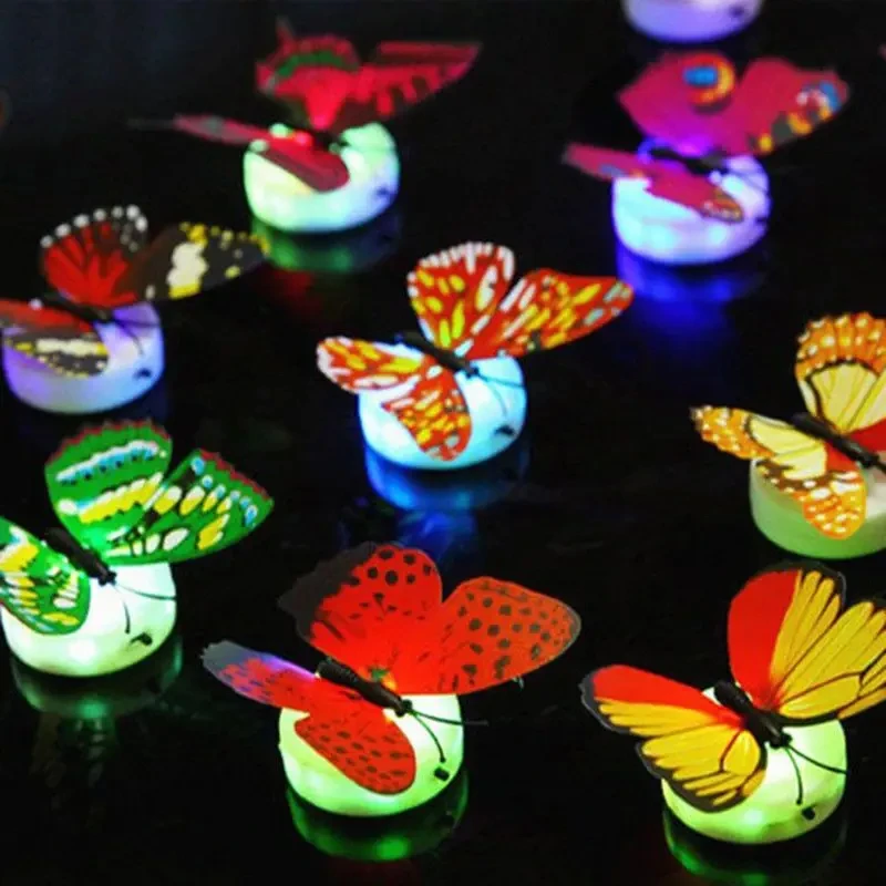 

5PCS Random Hot Butterfly Night Light Creative Colorful Glowing Butterfly Light Stickable Diy LED House Decorative Wall Lights