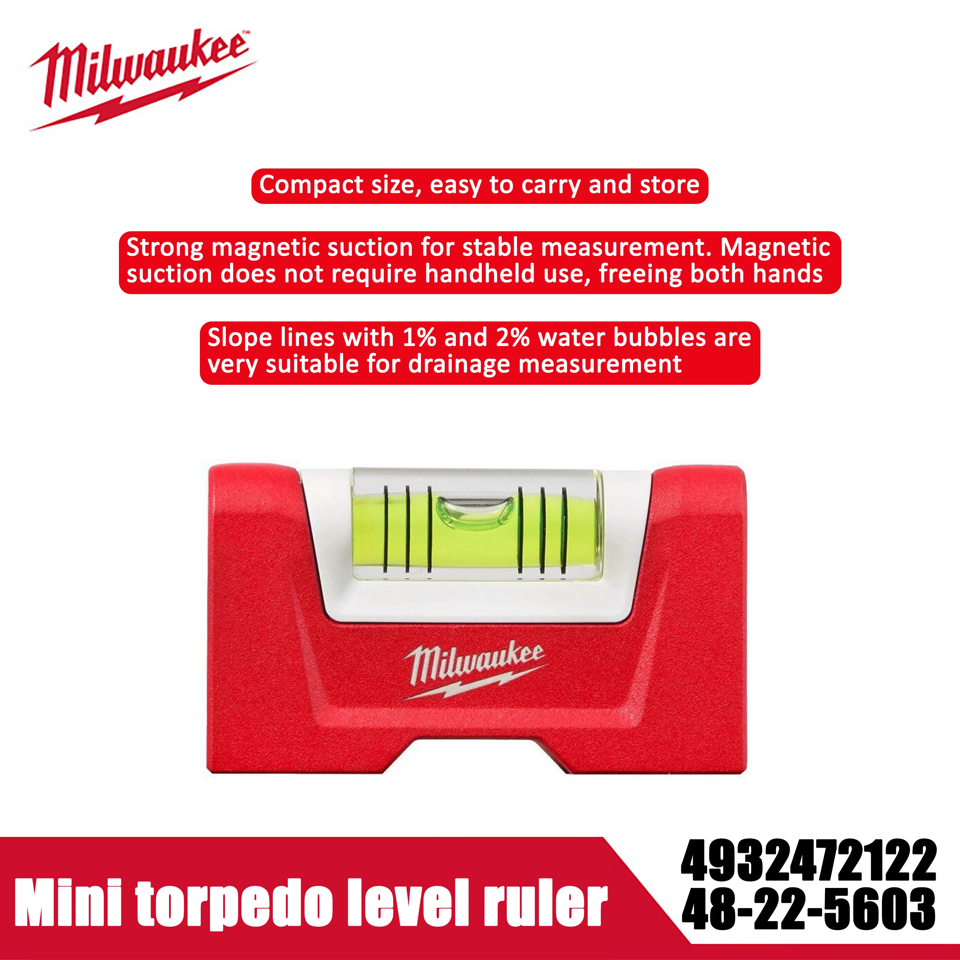 Milwaukee Mini-Wasserwaage, hochpräzise Messwaage, manuelles Werkzeug, für Bauarbeiten, Holzarbeiten 4932472122/48-22-560 – Detail 5
