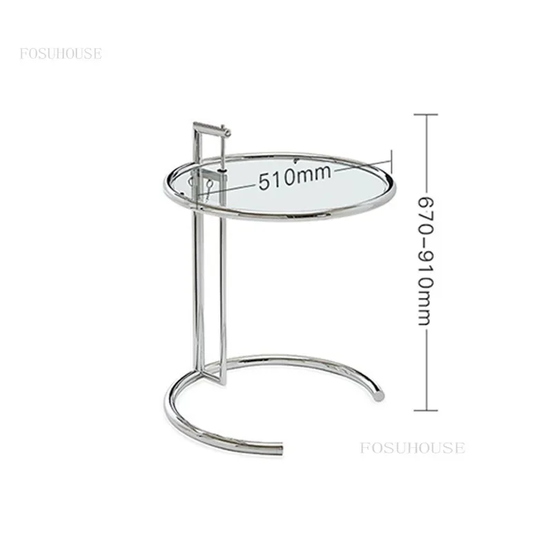 Nordic Cafe Tables Stainless Steel Glass Coffee Furniture Lifting Table Designer Creative Coffee Shop Round Transparent Table