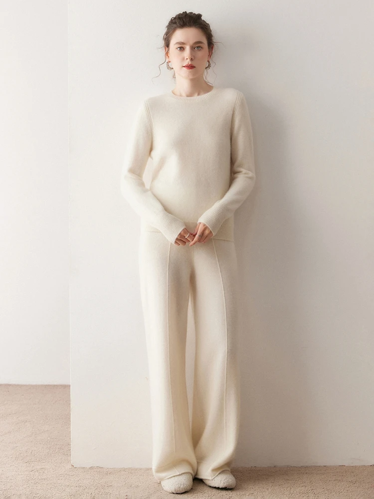 

High Quality Women's Cashmere Sweater O-neck Basic Pullover Autumn Winter 100% Cashmere Knitwear Jacquard Shoulder Solid Clothes