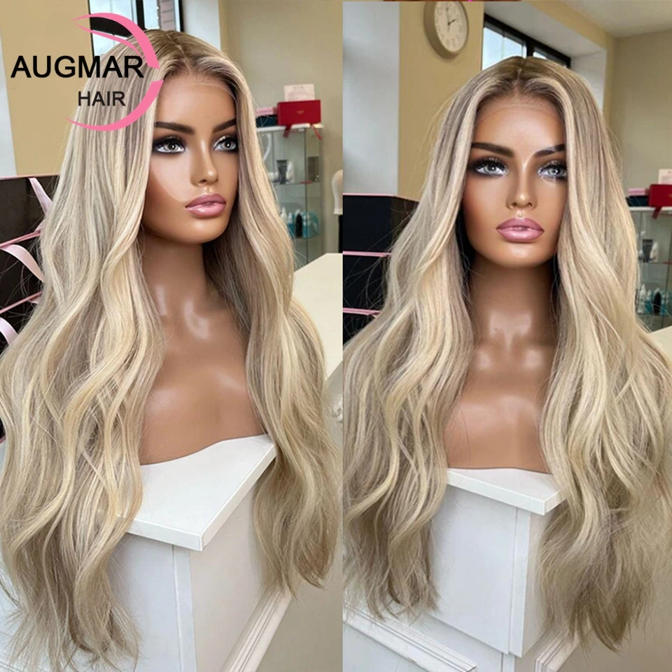 

Pre Plucked 13x6 Body Wave Lace Front Wig Ash Blonde Highlight Wig Human Hair Transparent 13x4 360 Hd Lace Frontal Wig For Women