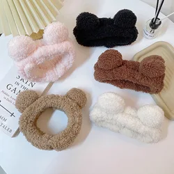 Velvet Animal Bear Ears Wash Face Makeup Headwear Furry Headband Cute Elastic Holder Hair Strap Band Ear Turban Hair Accessories