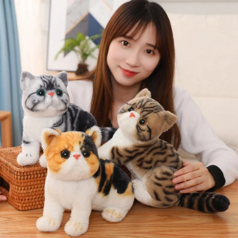 New Kawaii Cute Imitation Kitten Plush Toy Cat Star Doll Children Pacify And Follow Pillow Kids Toy Simulation Cat Stuffed Toys