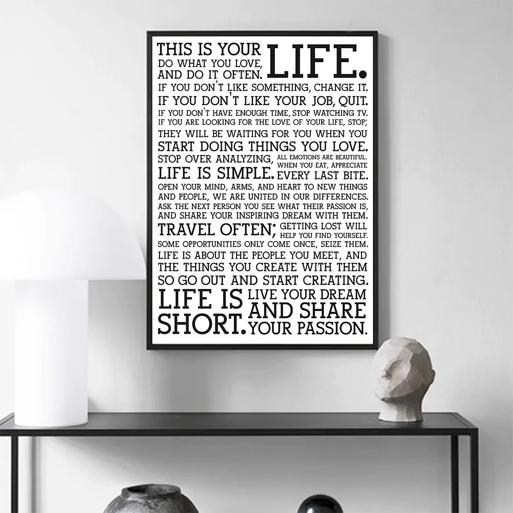 1pc frameless Canvas painting The Manifesto This Is Your Life Poster Print Canvas Painting Quote Modern Wall Art Pictures For Li