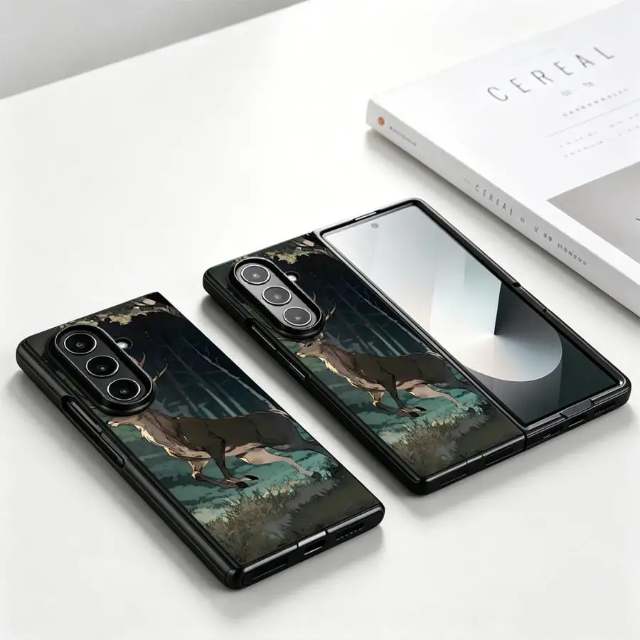 Springender Hirsch im abgeschiedenen Wald Handyhülle für Samsung Galaxy Z Fold 8 Ultra ZFold4 Z Fold 7 6 5 4 3 ZFold7 ZFold3