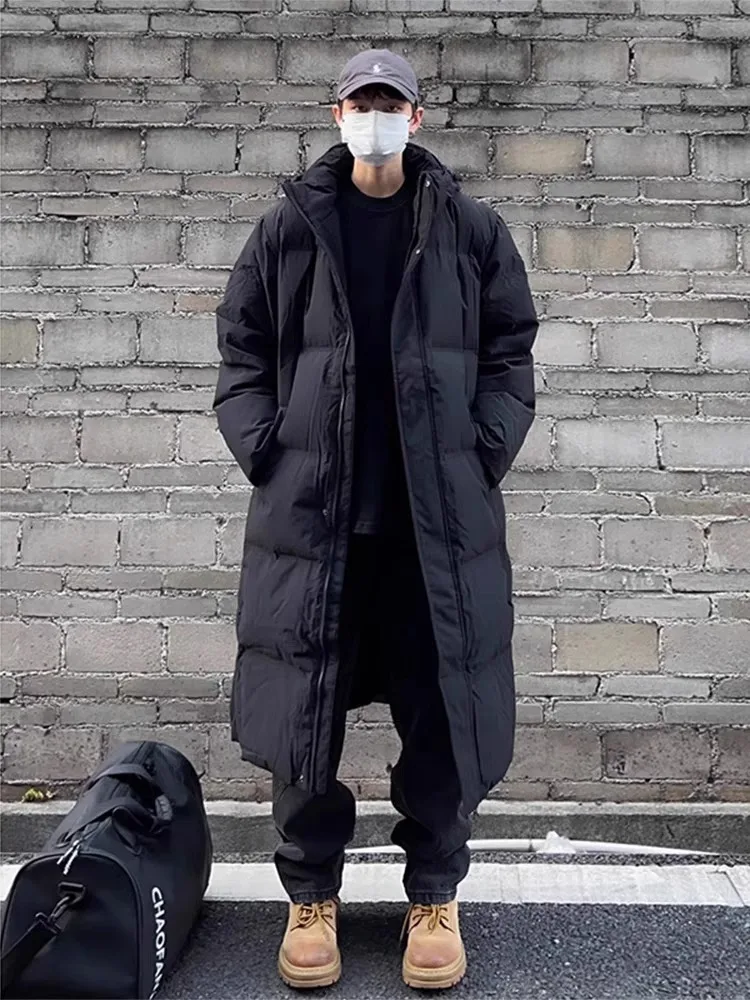 

Bla Mid-Length Hooded down Cotton Jaet Men's Winter Knee-Length Coat Northeast Zero Deees below Zero Cold Resistant Clo...