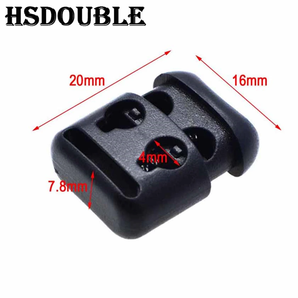 10 Pcs/Pack 2 Hole Cord Locks Toggle Clip Buckle Rope Cord Lock Stopper Black