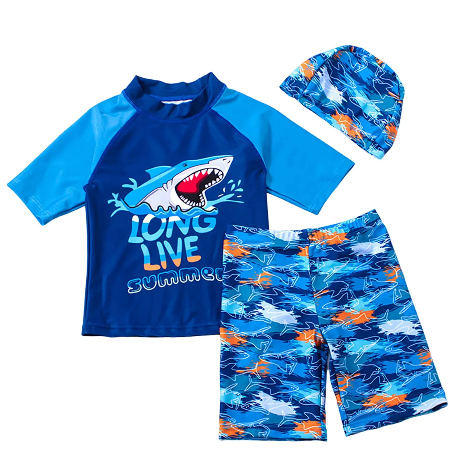 

4t Swimsuit Boys Short Sleeved Shorts Suit Swimsuit Fashion Cartoon Print Children Swimsuit Boys Size 16 Swim Trunks