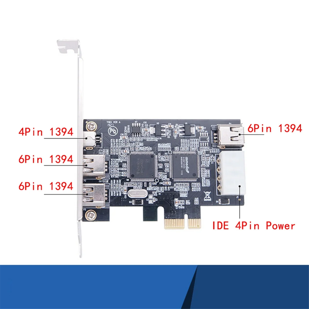 

#365Z PCI-E 1X IEEE 1394A 4 Port(3+1) Firewire Card Adapter 1394 a PCIe with 6 Pin to 4 Pin IEEE 1394 Cable (Black)