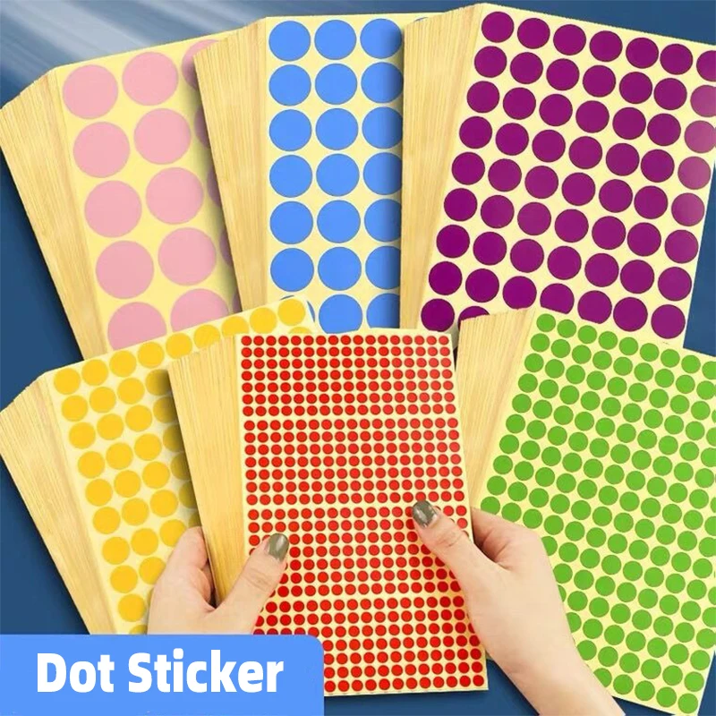 6mm-100mm Self Adhesive Dot Label Stickers 15 Sheets Multi Color and Size Round Stickers for Food Containers/Scrapbook/Packaging