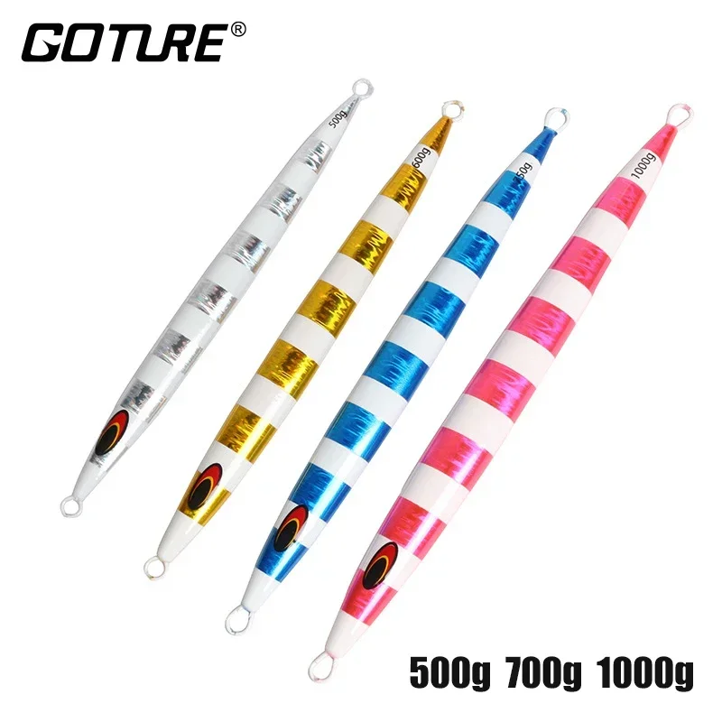 Goture Luminous Slow Jigging Bait 500/600/750/1000g Metal Jig Lure Quality Artifical Fishing Lure Ocean Jig Spoon Trolling Bait