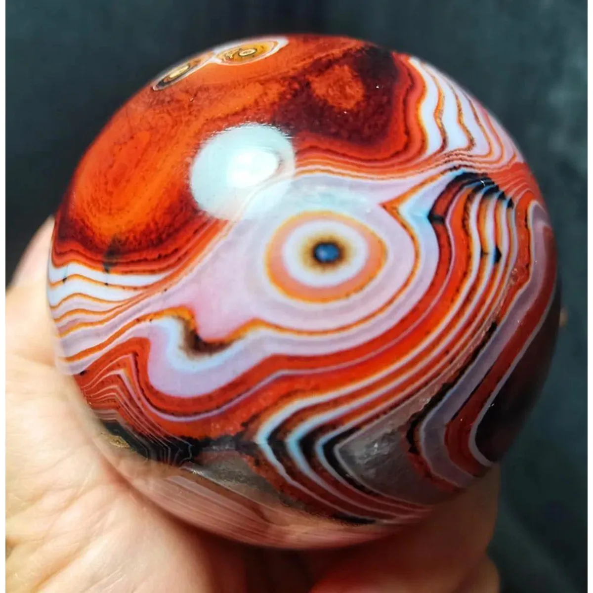 4PC Multi Color Banded Agate Palm Stone, Polished Tumbled, Display Stone, Rock Collection, Natural Stone, Crystal Collection