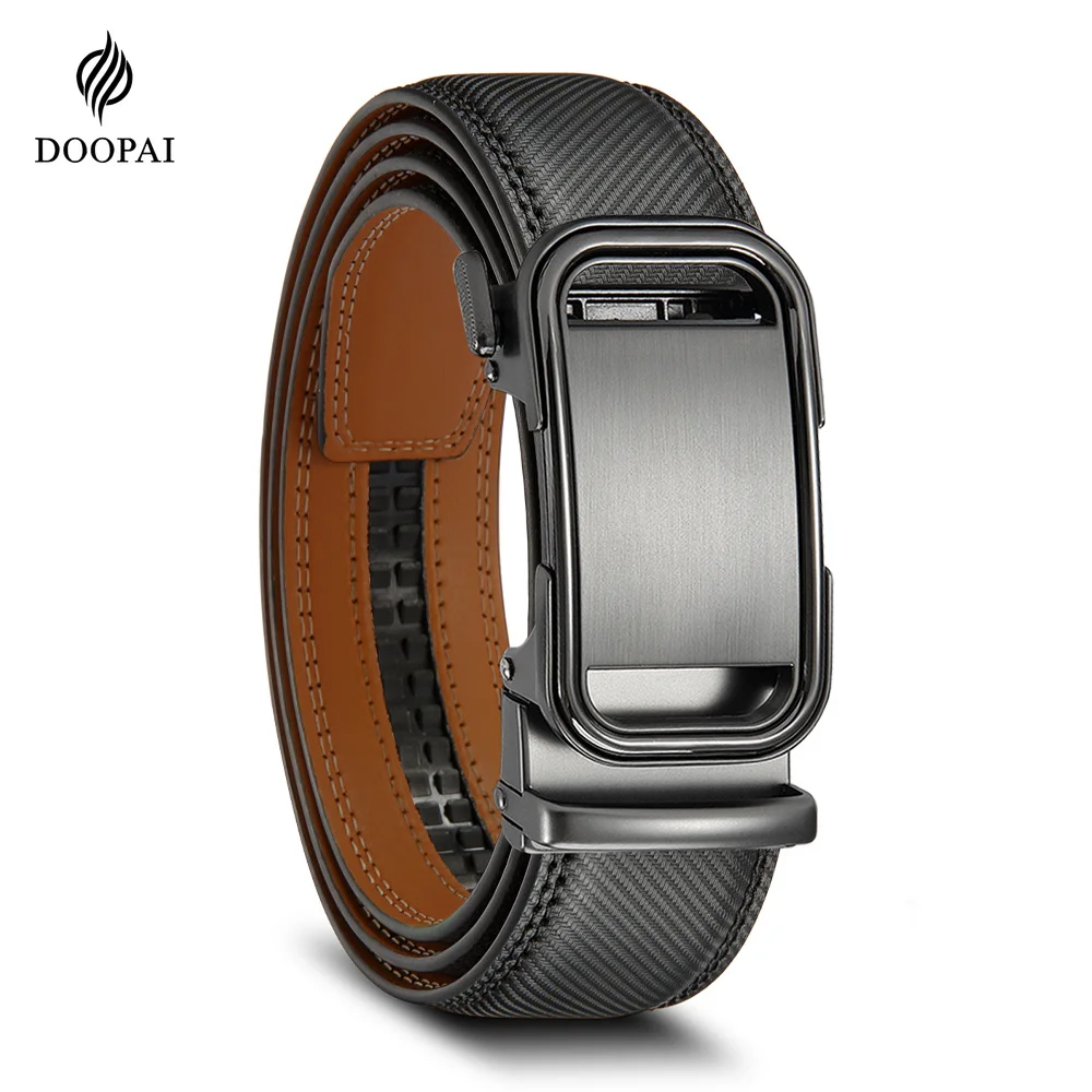 Mens Fashion Genuine Leather Alloy Square Buckle Business Leisure Belts Elegant Belts Male Jean Pants Waistband Metal Buckle