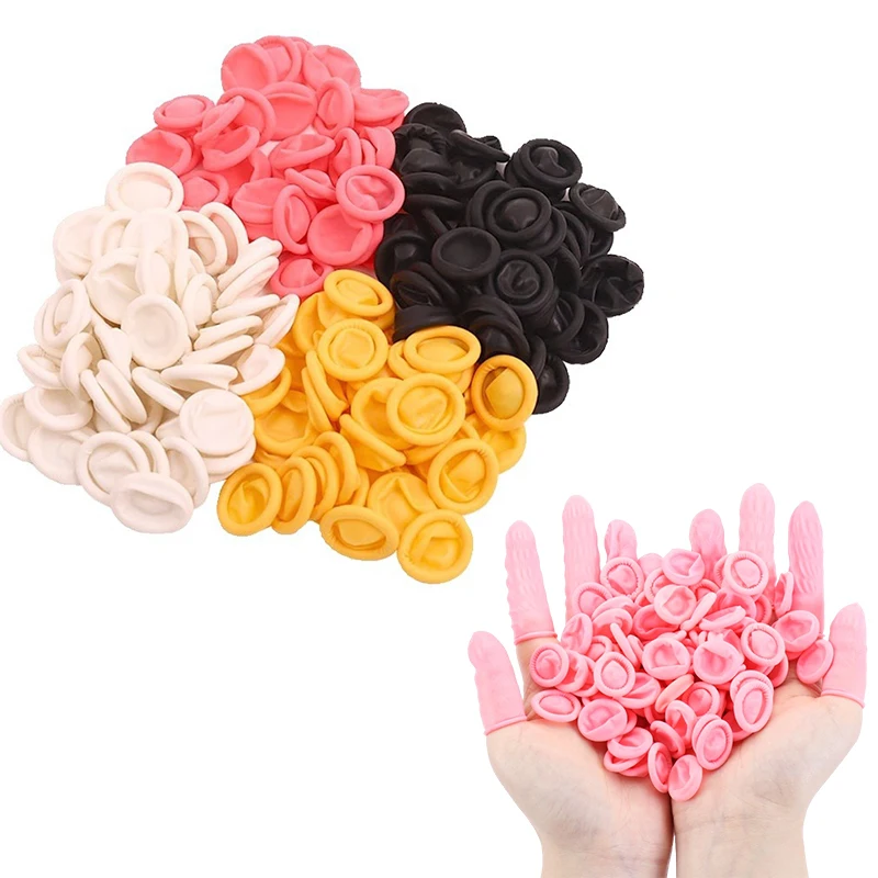 150pcs Anti-static Disposable Nail Art Tool Finger Cots Finger Cover Rubber Gloves Fingertips Protector Gloves Non-slip Durable