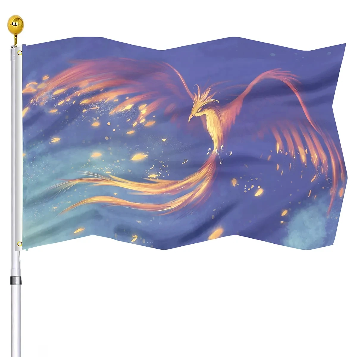 

Fire Phoenix Flag Vivid Color Flame Polyester Flags Banner with Brass Grommets Indoor Porch Outdoor House Decor Flag Women Men